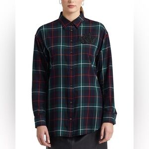 LAUREN Ralph Lauren Petite Bullion Patch Plaid Twill Shir